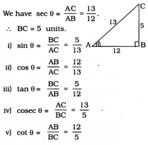Trigonometry Class 10 Exercise 11.1 KSEEB
