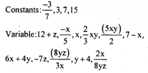 KSEEB Solutions for Class 8 Maths Chapter 2 Algebraic Expressions Ex. 2.1 2