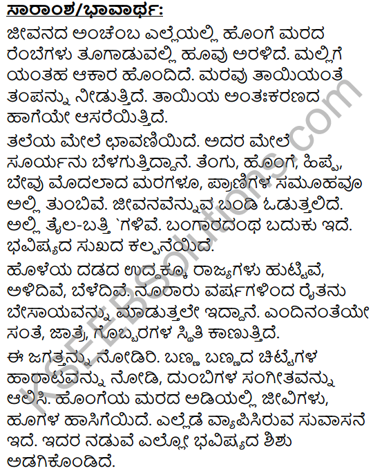 Honge Bevugala Hadu Summary in Kannada 1