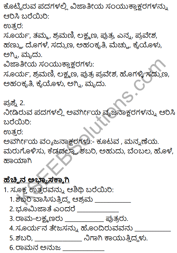 Shabari 10th Kannada Notes
