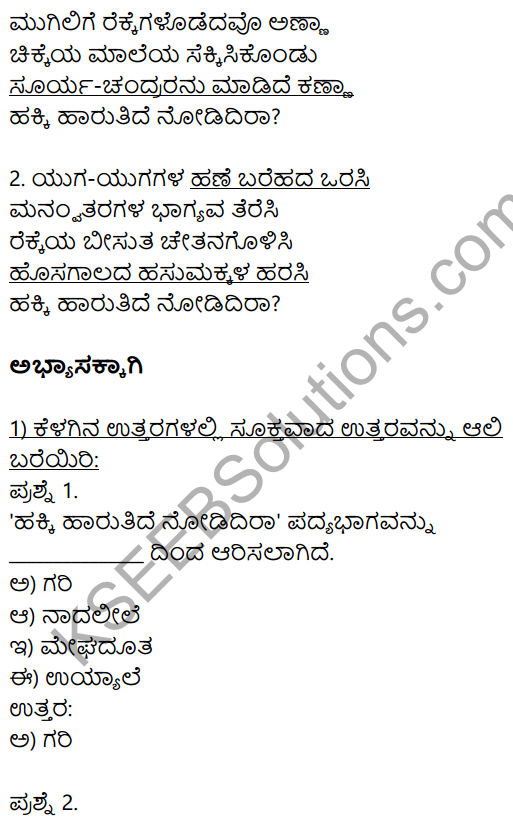 10 Kannada Poem Hakki Harutide Nodidira Notes