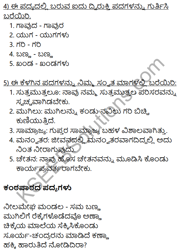 Siri Kannada Text Book Class 10 Solutions Padya Chapter 2 Hakki Harutide Nodidira 17