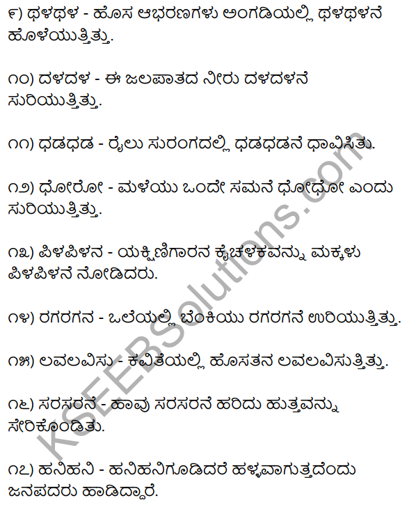 1st PUC Kannada Workbook Answers Anukaranavachigalu 2