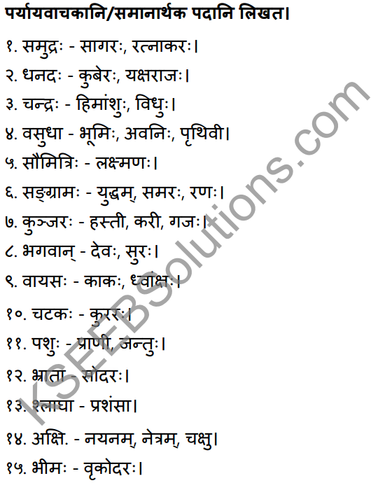 1st PUC Sanskrit Textbook Answers Vyakaran पर्याय - विरुद्धार्थक पदानि 1