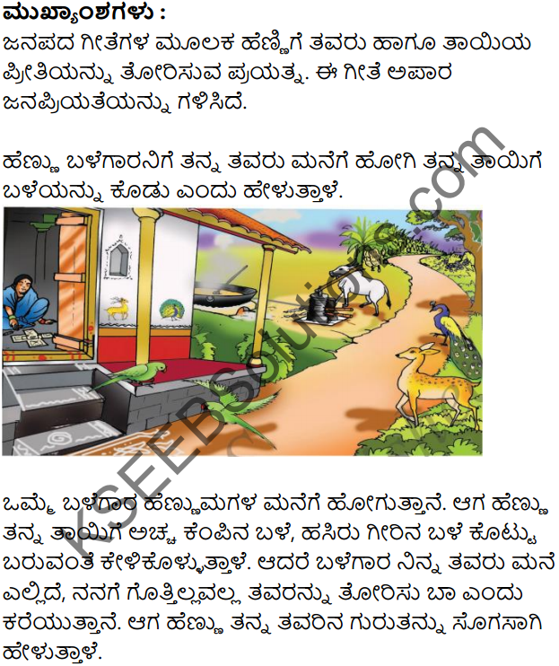Bhagyada Balegara Summary In Kannada Siri Kannada Text Book Class 7