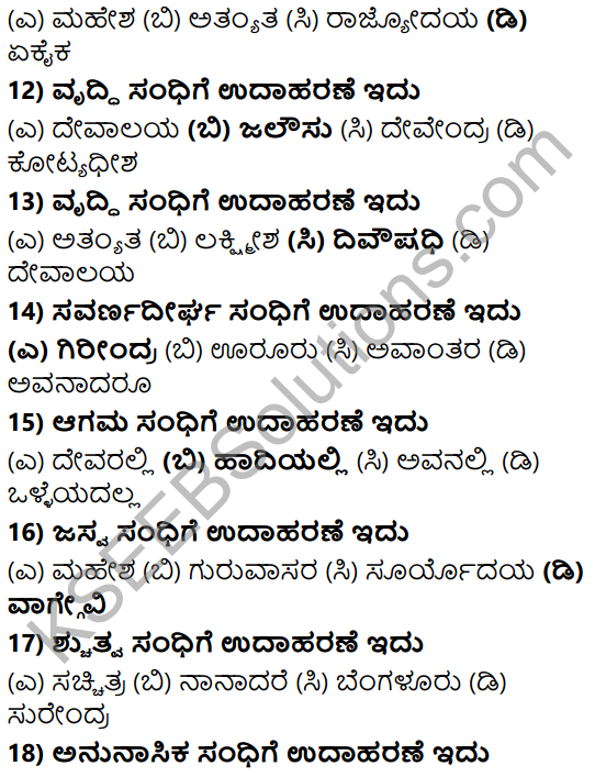 Karnataka SSLC Class 10 Tili Kannada Grammar Anvayika Vyakarana 10