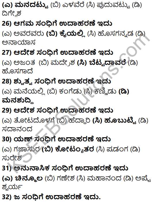 Karnataka SSLC Class 10 Tili Kannada Grammar Anvayika Vyakarana 12