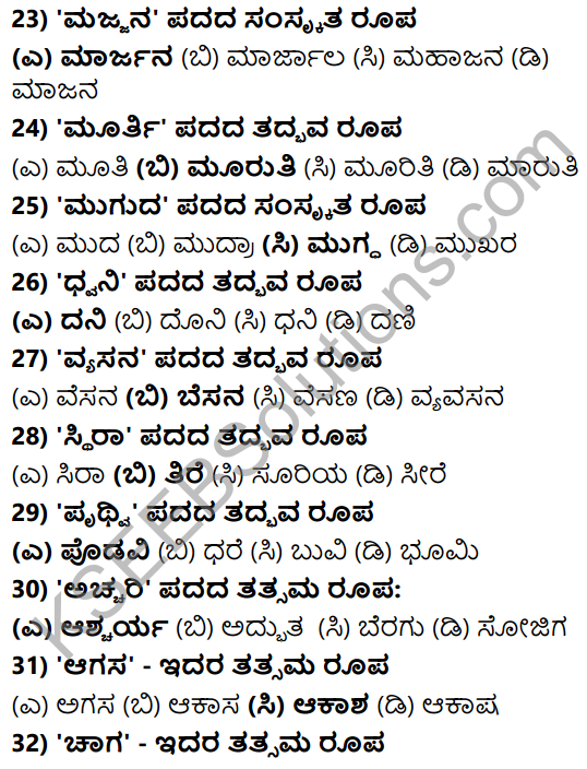 Karnataka SSLC Class 10 Tili Kannada Grammar Anvayika Vyakarana 18