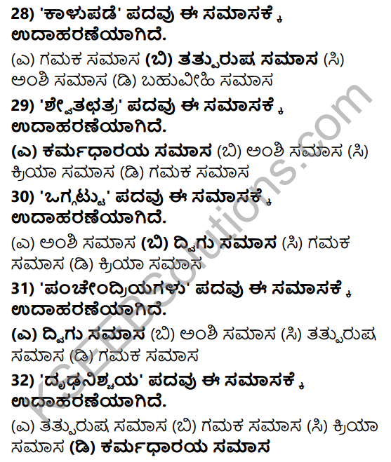 Karnataka SSLC Class 10 Tili Kannada Grammar Anvayika Vyakarana 25