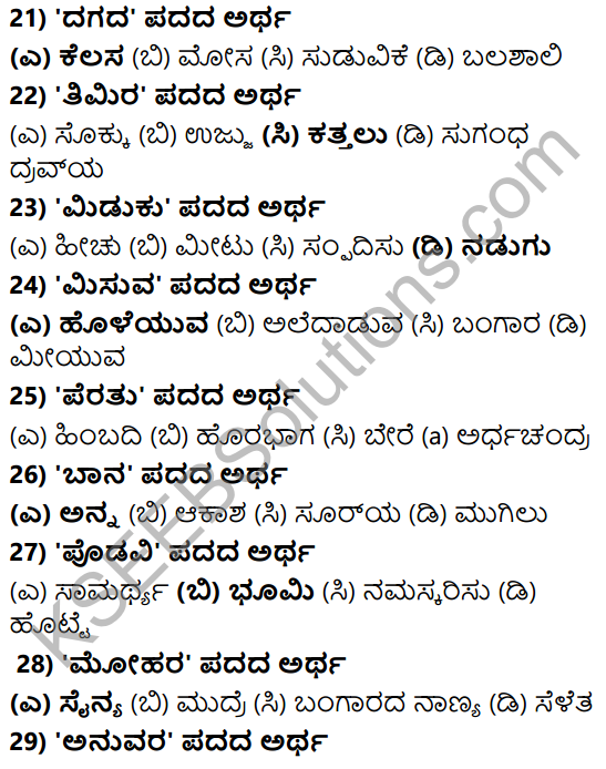 Karnataka SSLC Class 10 Tili Kannada Grammar Anvayika Vyakarana 37