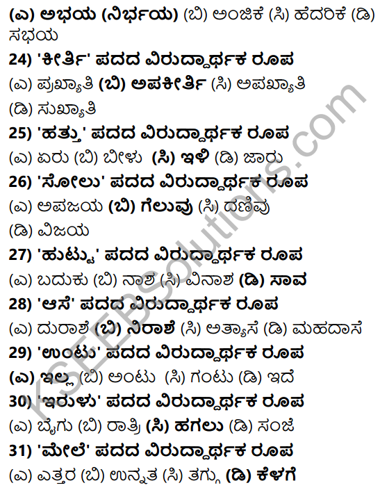 Karnataka SSLC Class 10 Tili Kannada Grammar Anvayika Vyakarana 4