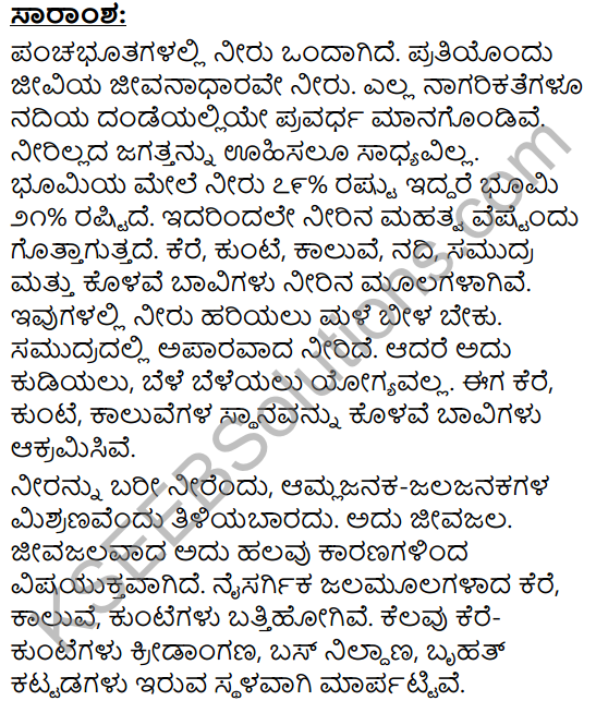 Neerina Mahatva Mattu Malinya Summary in Kannada 1