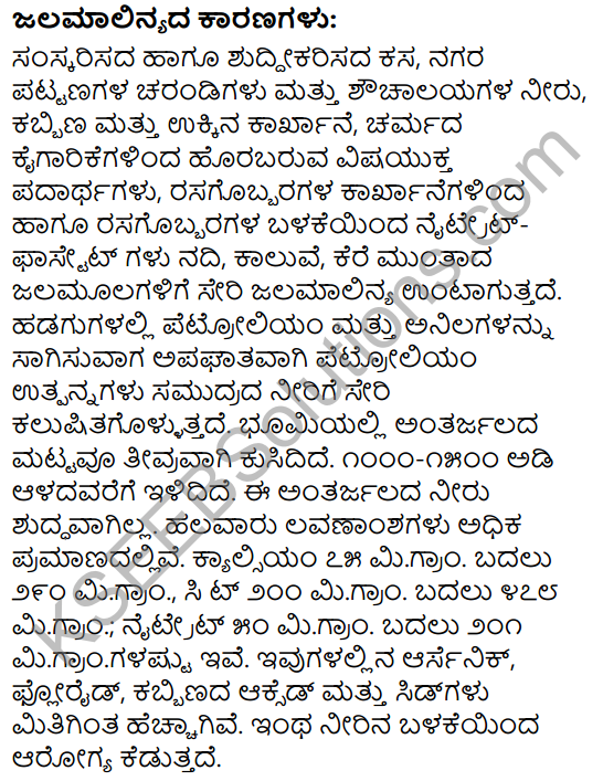 Neerina Mahatva Mattu Malinya Summary in Kannada 2