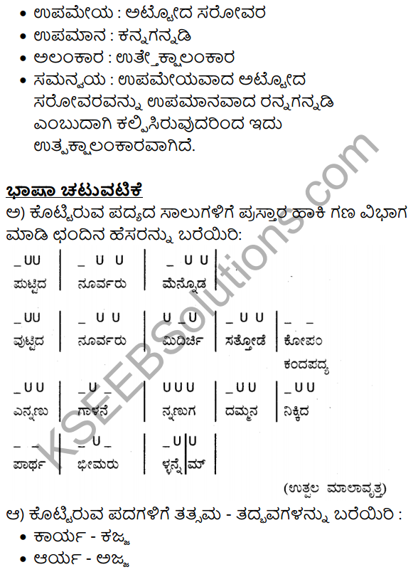 10th Class Kannada Chalamane Merevem Saramsha KSEEB