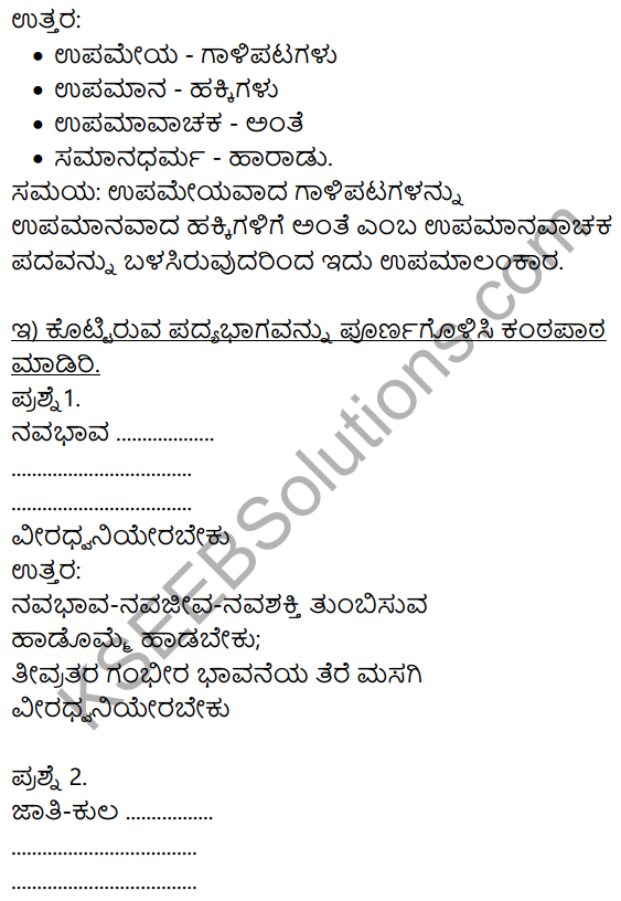 9th Standard Kannada Poem Hosa Haadu Summary KSEEB