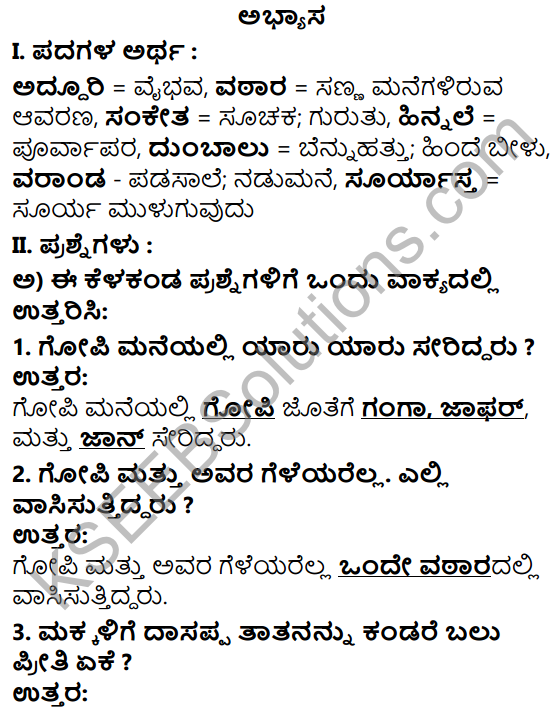 Tili Kannada Text Book Class 5 Solutions Gadya Chapter 4 Habbagalu 1