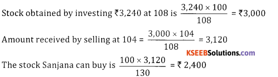 2nd PUC Basic Maths Question Bank Chapter 9 Stocks and Shares Ex 9.1 - 9