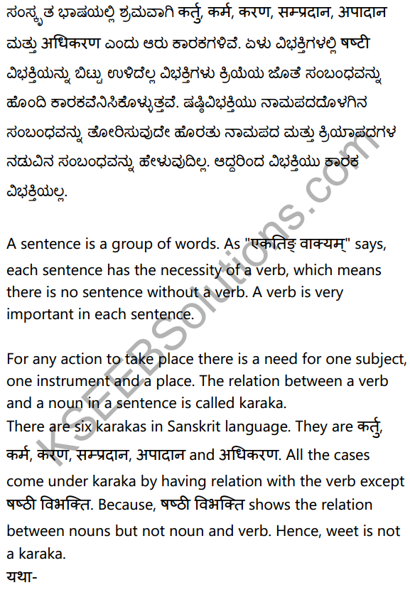 2nd PUC Sanskrit Textbook Answers Vyakaran कारकाणि 2