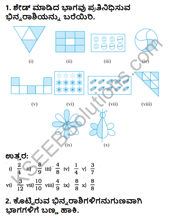 KSEEB Solutions for Class 6 Maths Chapter 7 Binnarashigalu Ex 7.1 1