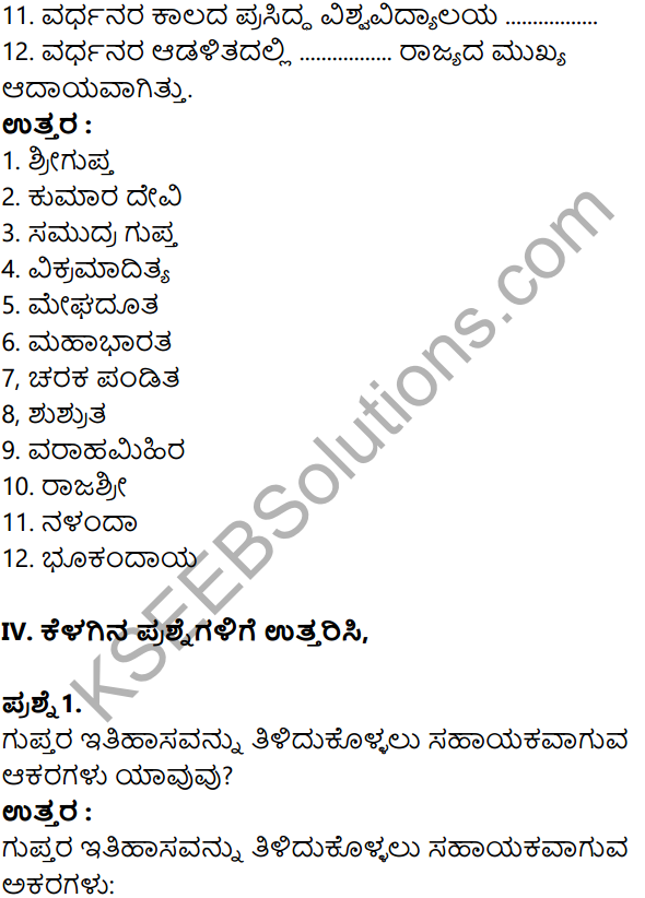 KSEEB Solutions for Class 8 History Chapter 8 Guptaru Mattu Vardanaru in Kannada 12