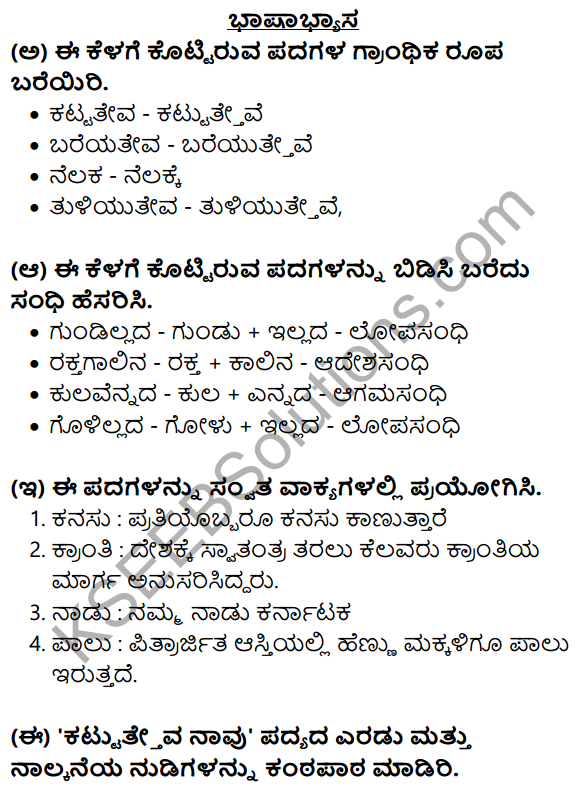 Nudi Kannada Text Book Class 10 Solutions Chapter 2 Kattatheva Navu 8