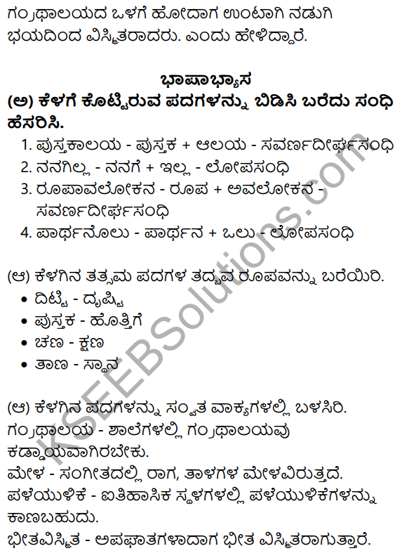 Nudi Kannada Text Book Class 10 Solutions Chapter 6 Grandhalayadalli 7