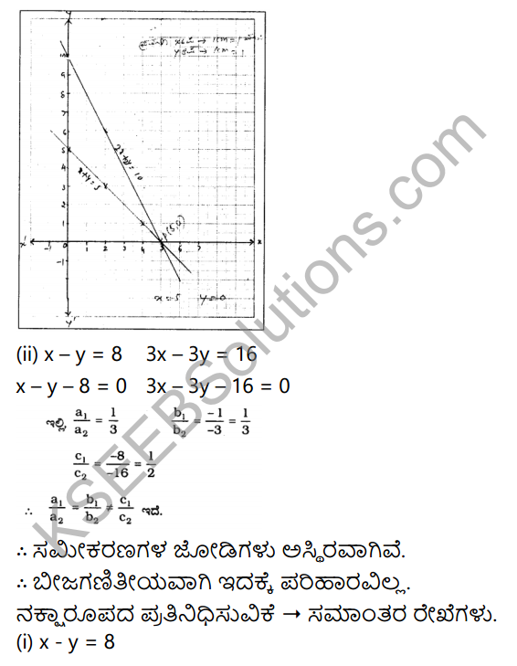 KSEEB Solutions for Class 10 Maths Chapter 3 Pair of Linear Equations in Two Variables Ex 3.2 in Kannada 11