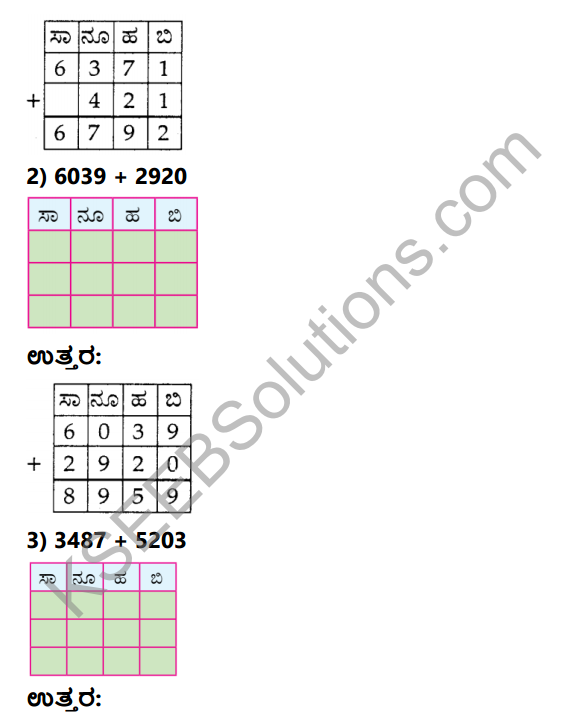 KSEEB Solutions for Class 4 Maths Chapter 3 Addition in Kannada 3