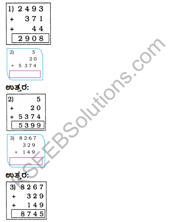 KSEEB Solutions for Class 4 Maths Chapter 3 Addition in Kannada 8