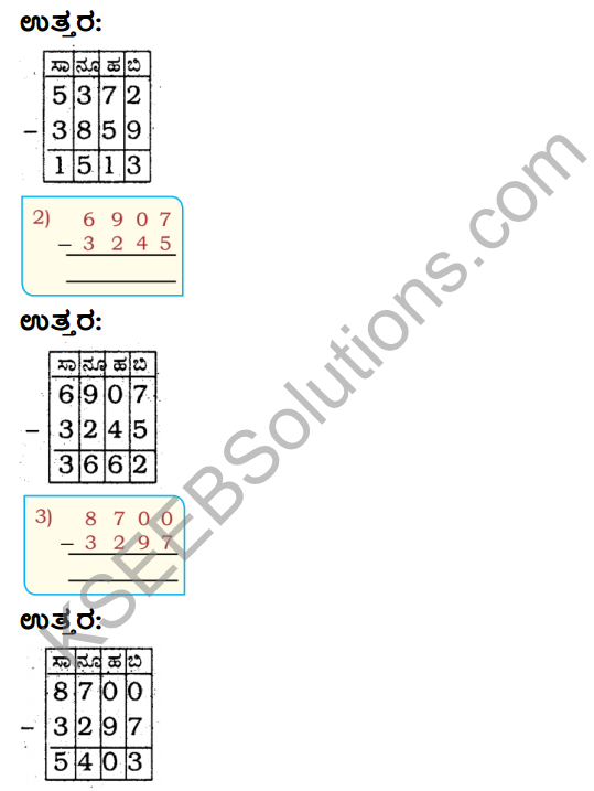 KSEEB Solutions for Class 4 Maths Chapter 4 Subtraction in Kannada 3