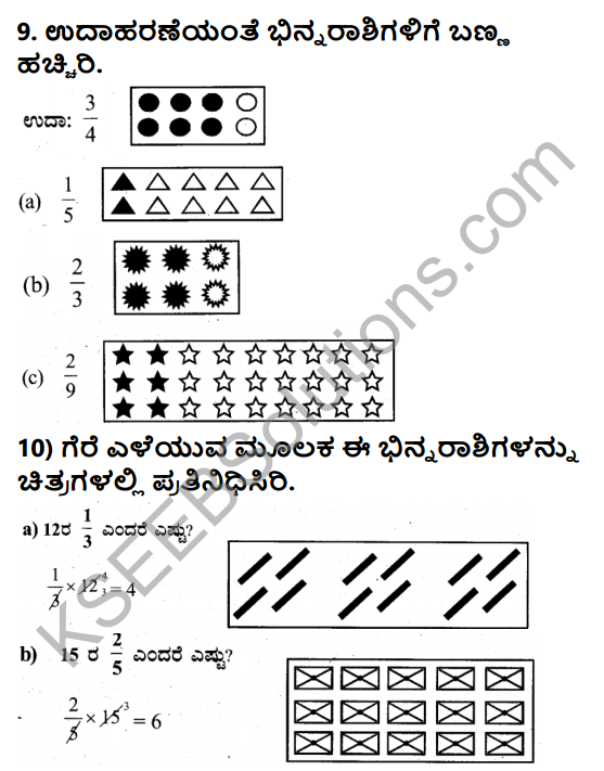 KSEEB Solutions for Class 5 Maths Chapter 5 Fractions in Kannada 9