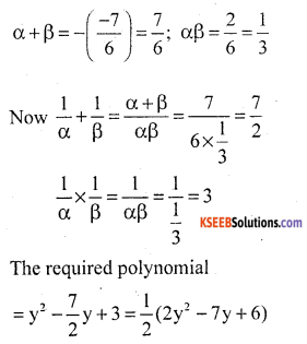 KSEEB Solutions for Class 10 Maths Chapter 9 Polynomials Additional Questions 11