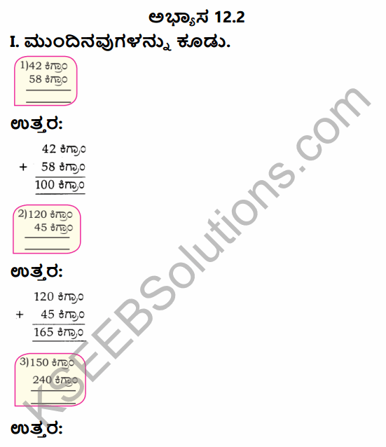 KSEEB Solutions for Class 4 Maths Chapter 12 Measurements - Weight in Kannada 3