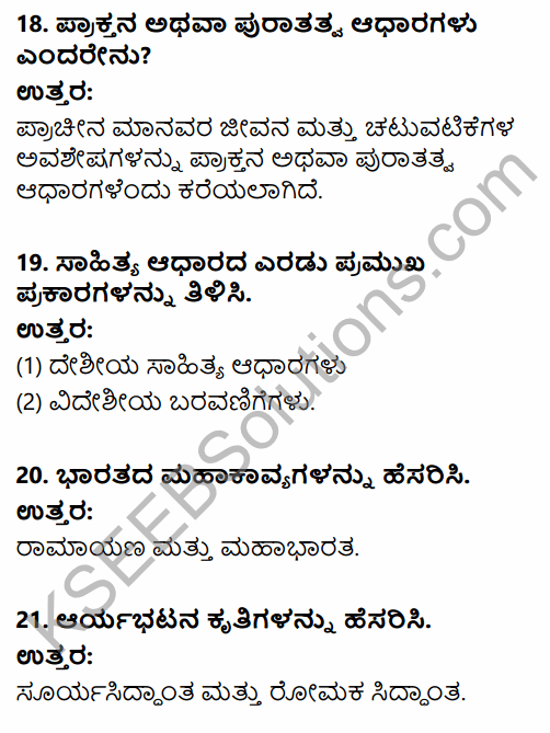 2nd Puc History 1st Chapter Question Answer In Kannada KSEEB