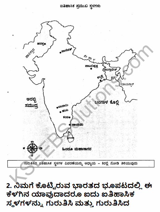 2nd PUC History Question Bank Chapter 8 Map Work in Kannada 2