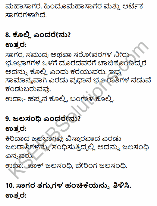1st PUC Geography Question Bank Chapter 6 Hydrosphere in Kannada 10