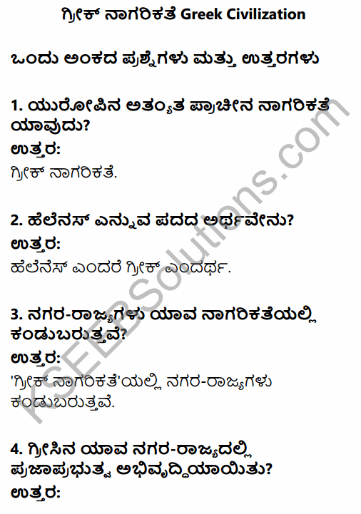 1st PUC History Question Bank Chapter 4 Establishment of Greek and Roman Empires - Contributions in Kannada 1