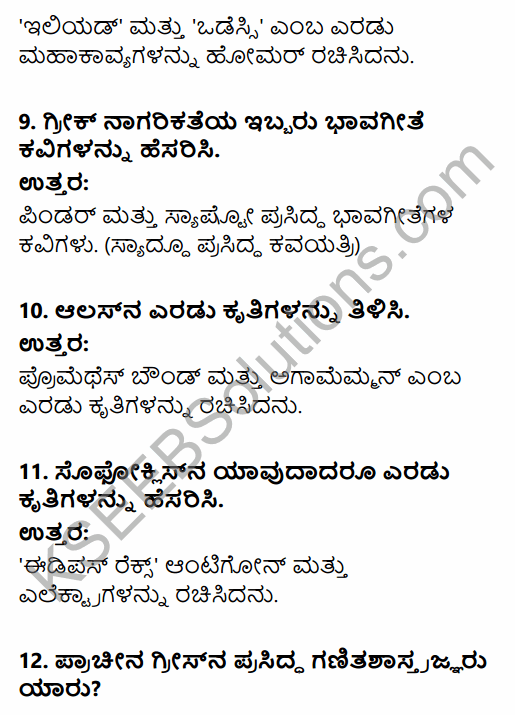 1st PUC History Question Bank Chapter 4 Establishment of Greek and Roman Empires - Contributions in Kannada 8