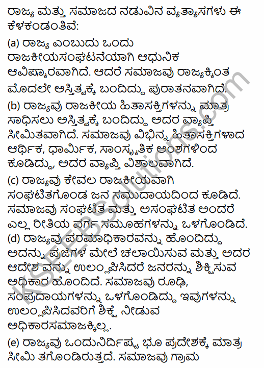 1st PUC Political Science Question Bank Chapter 2 State in Kannada 12