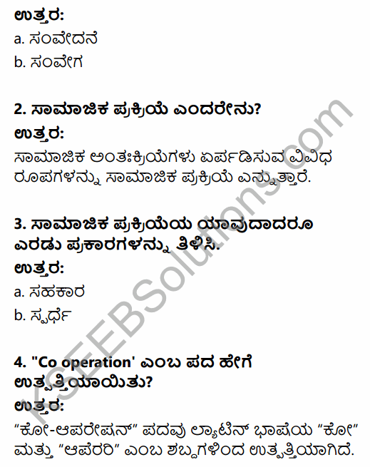 1st PUC Sociology Question Bank Chapter 3 Social Process in Kannada 9