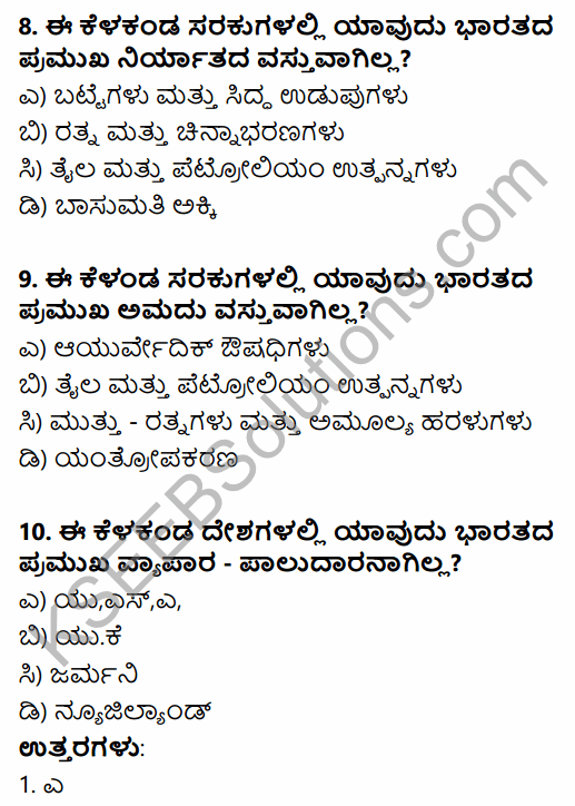 1st PUC Business Studies Question Bank Chapter 11 International Business - I in Kannada 4