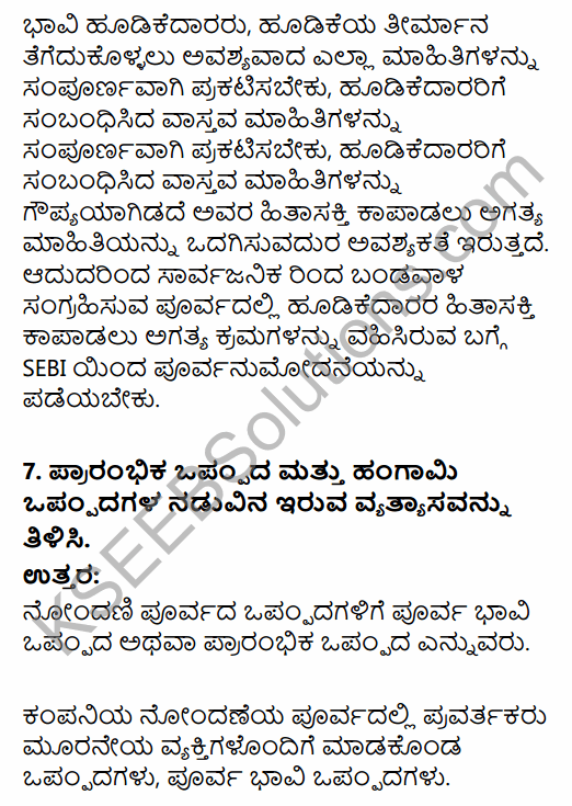 1st PUC Business Studies Question Bank Chapter 7 Nature of a Company in Kannada 11