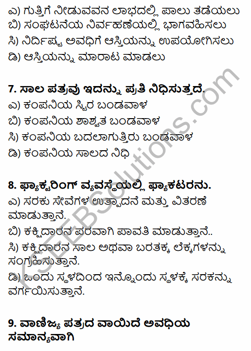 1st PUC Business Studies Question Bank Chapter 8 Sources of Business Finance in Kannada 3