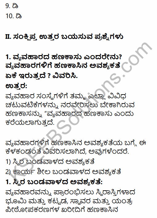 1st PUC Business Studies Question Bank Chapter 8 Sources of Business Finance in Kannada 5