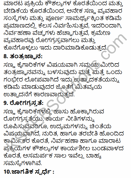 1st PUC Business Studies Question Bank Chapter 9 Small Business in Kannada 14