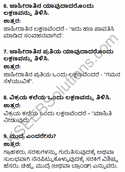 2nd PUC Business Studies Question Bank Chapter 11 Marketing Management in Kannada 71
