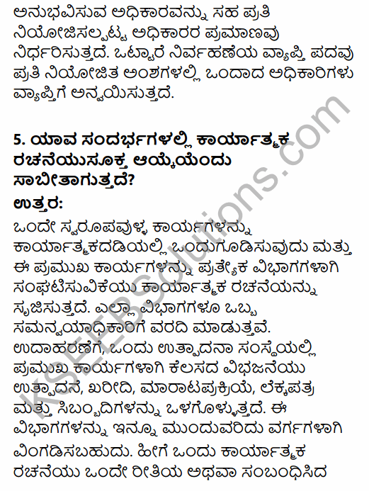 2nd PUC Business Studies Question Bank Chapter 5 Organising in Kannada 11