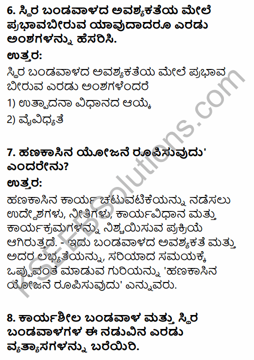 2nd PUC Business Studies Question Bank Chapter 9 Financial Management in Kannada 47