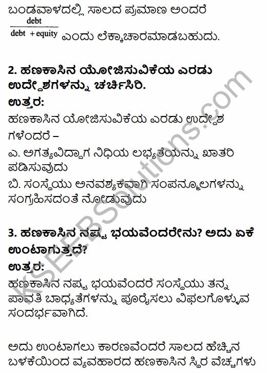 2nd PUC Business Studies Question Bank Chapter 9 Financial Management in Kannada 7