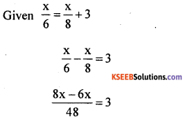 KSEEB Solutions for Class 8 Maths Chapter 8 Linear Equations in One Variable Additional Questions 1